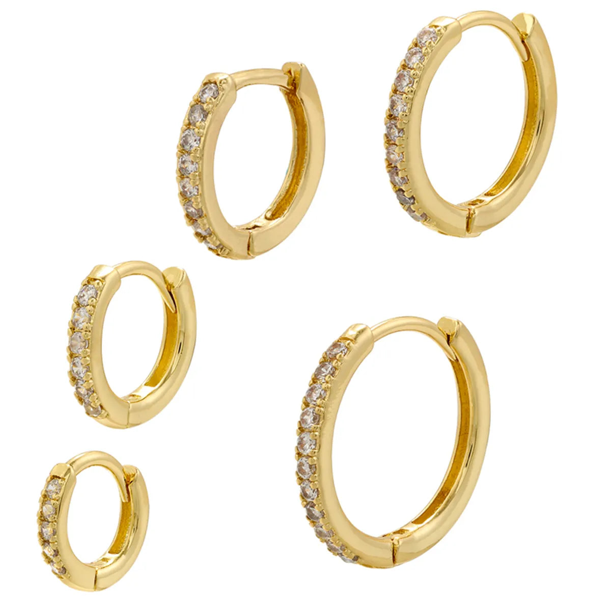 1 Pair Ig Style Casual Simple Style Round Plating Inlay Copper Zircon 18k Gold Plated Hoop Earrings