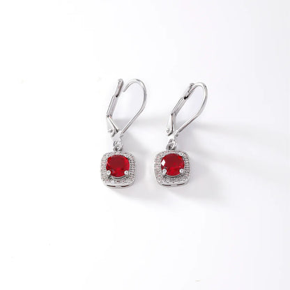 1 Pair IG Style Casual Simple Style Round Square Plating Inlay Copper Zircon Rhodium Plated Drop Earrings