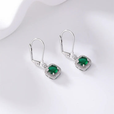 1 Pair IG Style Casual Simple Style Round Square Plating Inlay Copper Zircon Rhodium Plated Drop Earrings