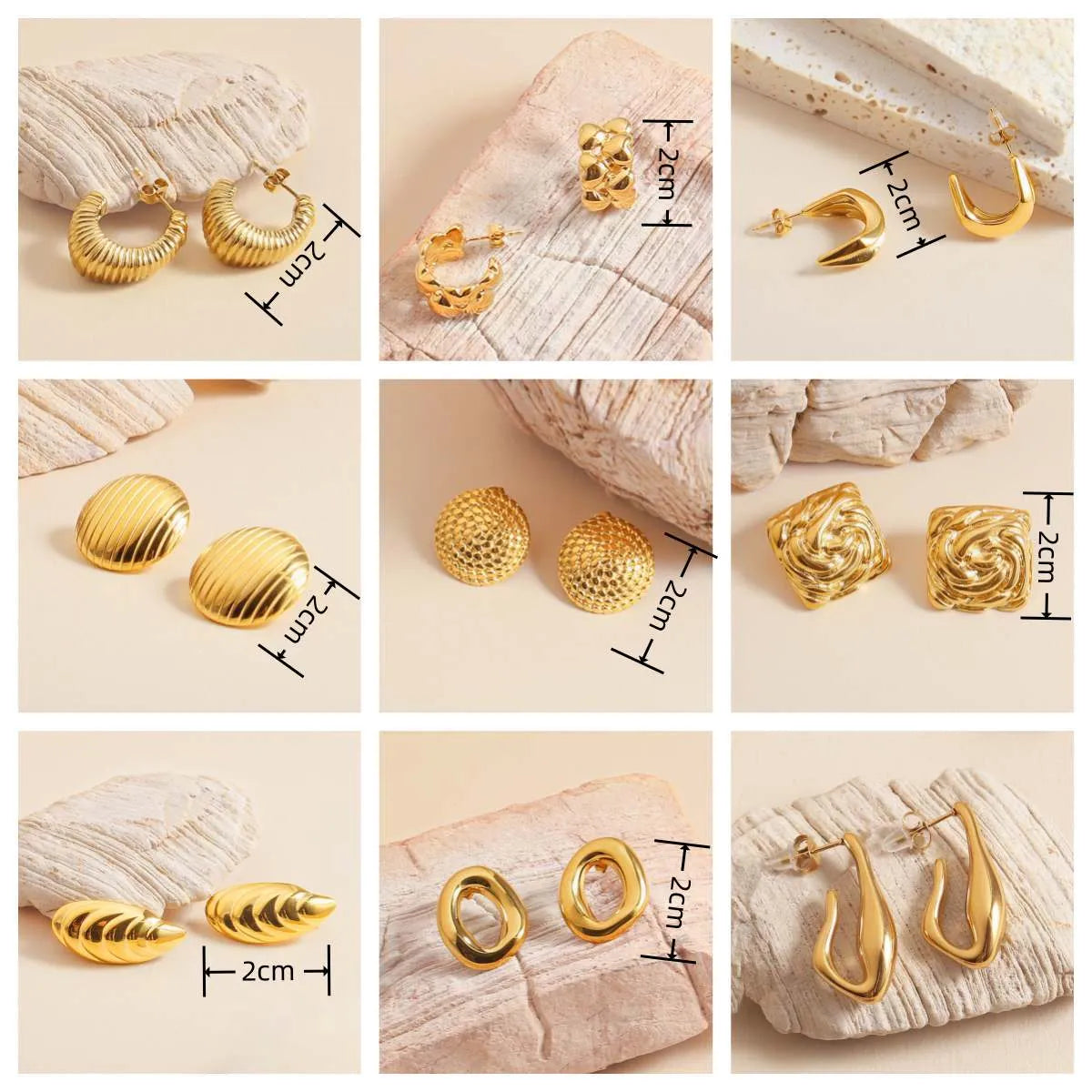 1 Pair IG Style Casual Simple Style Solid Color 304 Stainless Steel 18K Gold Plated Ear Studs