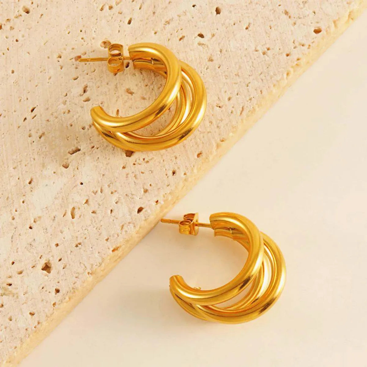 1 Pair IG Style Casual Simple Style Solid Color 304 Stainless Steel 18K Gold Plated Ear Studs