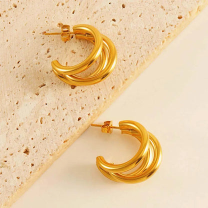 1 Pair IG Style Casual Simple Style Solid Color 304 Stainless Steel 18K Gold Plated Ear Studs