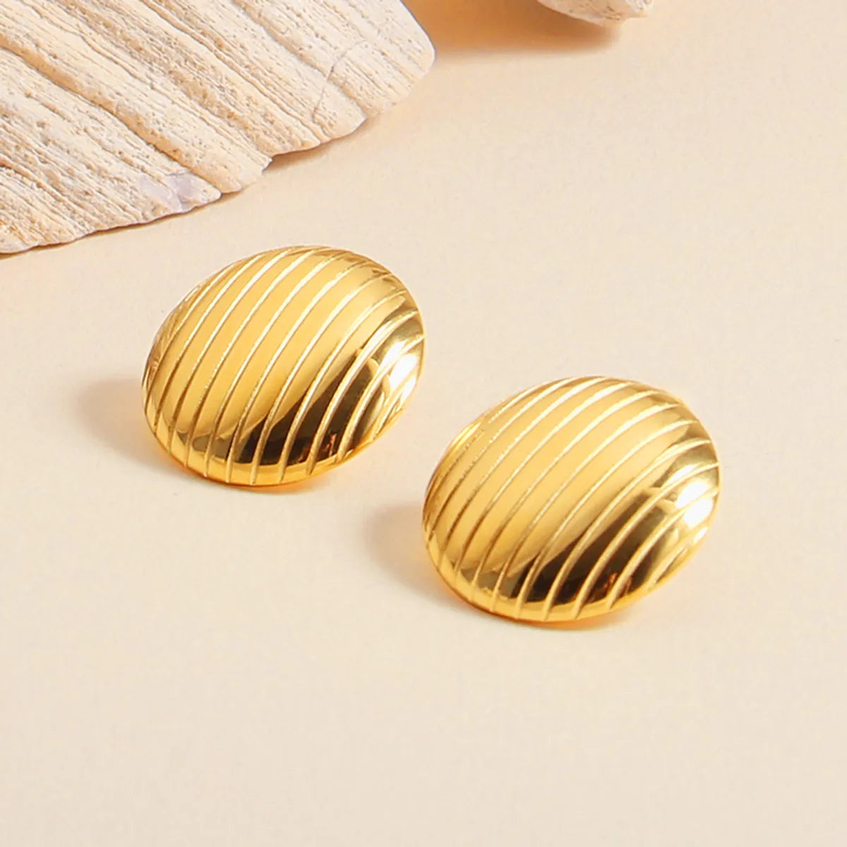 1 Pair IG Style Casual Simple Style Solid Color 304 Stainless Steel 18K Gold Plated Ear Studs