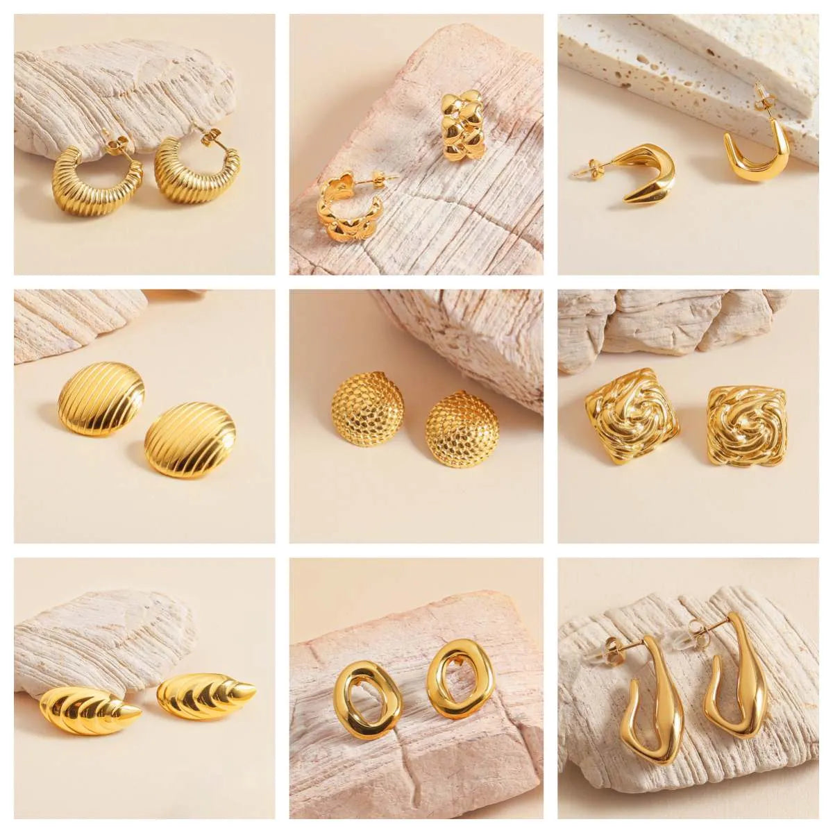 1 Pair IG Style Casual Simple Style Solid Color 304 Stainless Steel 18K Gold Plated Ear Studs