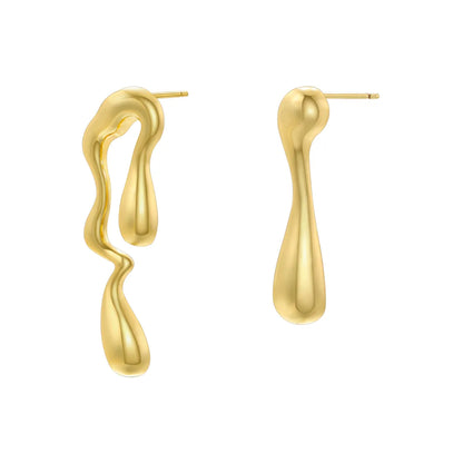 1 Pair Ig Style Casual Simple Style Water Droplets Plating Copper 18k Gold Plated Ear Studs