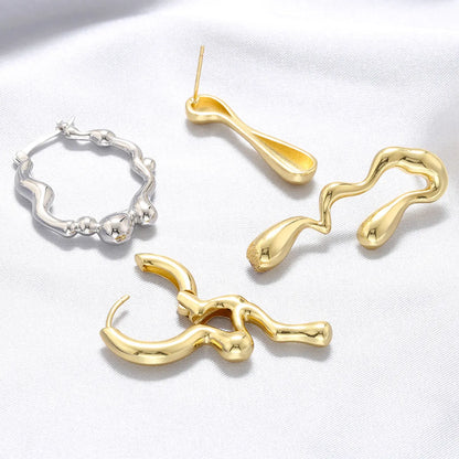 1 Pair Ig Style Casual Simple Style Water Droplets Plating Copper 18k Gold Plated Ear Studs