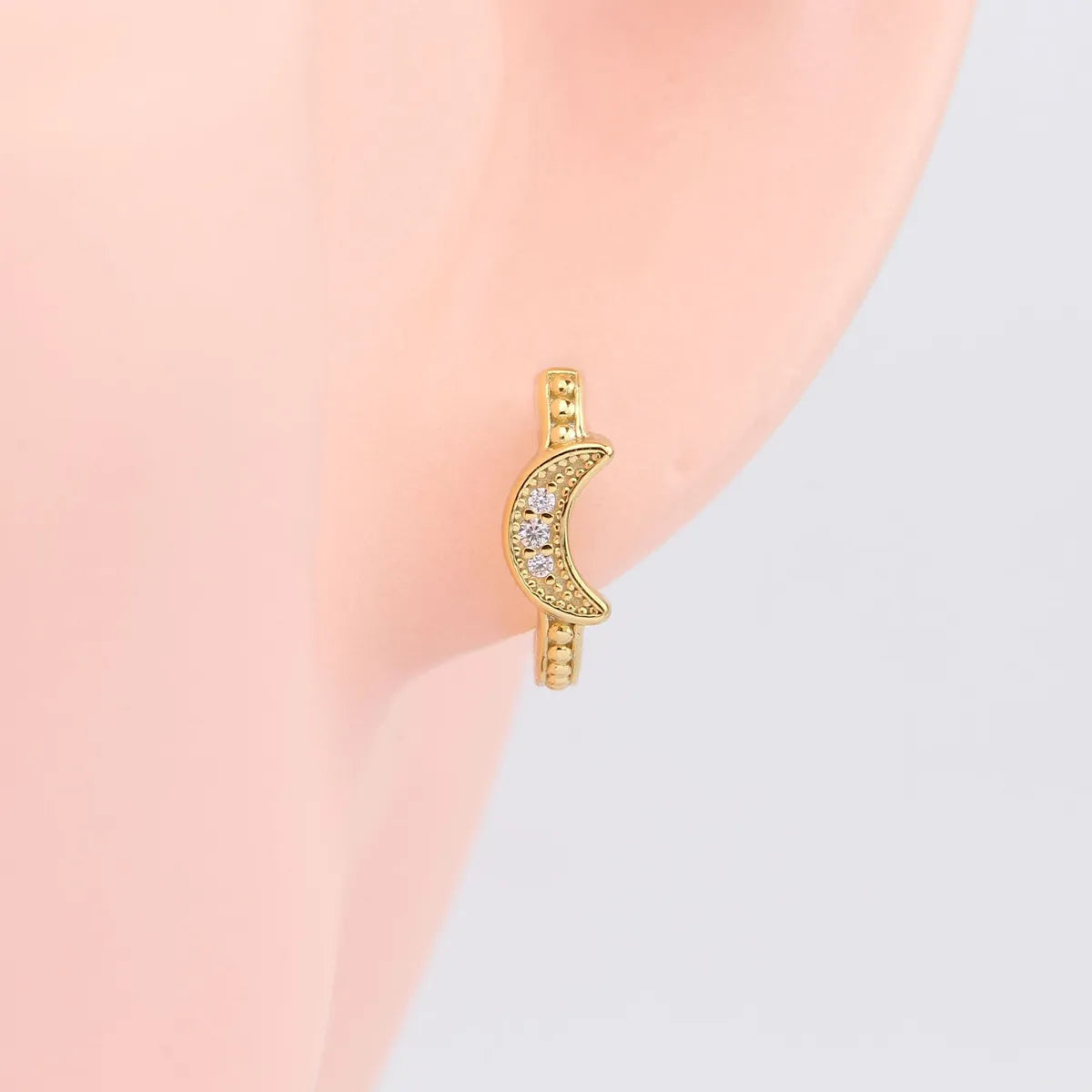 1 Pair Ig Style Casual Star Moon Plating Inlay Sterling Silver Zircon White Gold Plated Gold Plated Earrings