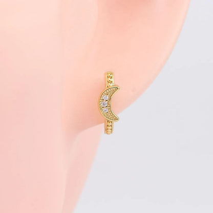 1 Pair Ig Style Casual Star Moon Plating Inlay Sterling Silver Zircon White Gold Plated Gold Plated Earrings