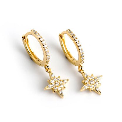 1 Pair Ig Style Casual Star Plating Inlay Sterling Silver Zircon Drop Earrings