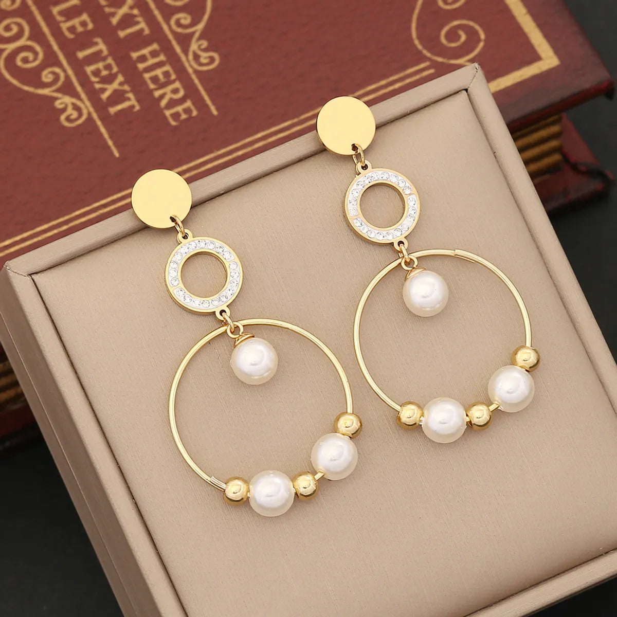 1 Pair IG Style Casual Star Water Droplets Heart Shape Beaded Plating Stainless Steel Pearl Zircon 18K Gold Plated Drop Earrings