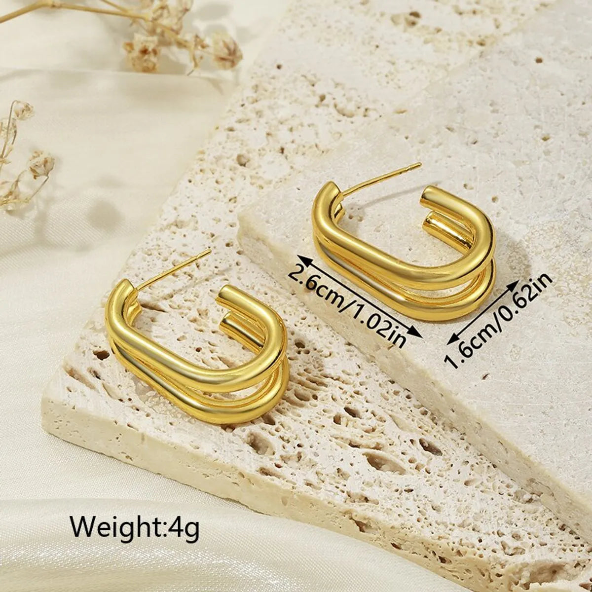 1 Pair Ig Style Casual Streetwear Geometric Plating Copper 18k Gold Plated Ear Studs