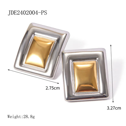 1 Pair IG Style Casual Sweet Square Flower 304 Stainless Steel 18K Gold Plated Ear Studs