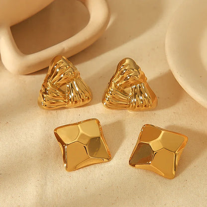 1 Pair IG Style Casual Triangle Square Polishing Plating 304 Stainless Steel 18K Gold Plated Ear Studs