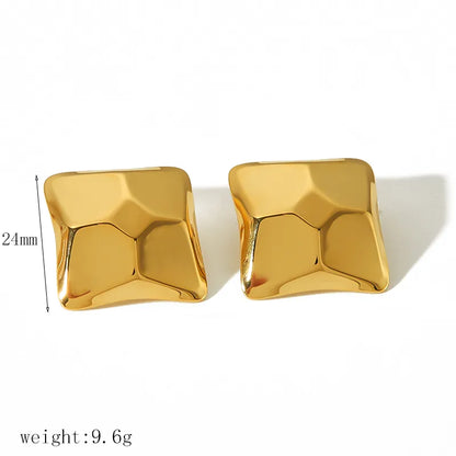 1 Pair IG Style Casual Triangle Square Polishing Plating 304 Stainless Steel 18K Gold Plated Ear Studs