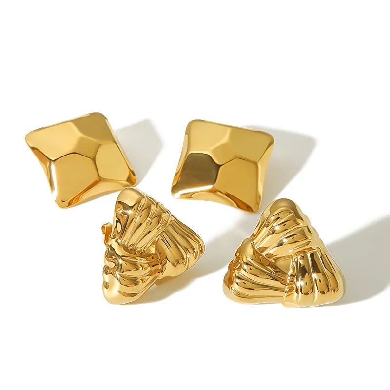 1 Pair IG Style Casual Triangle Square Polishing Plating 304 Stainless Steel 18K Gold Plated Ear Studs