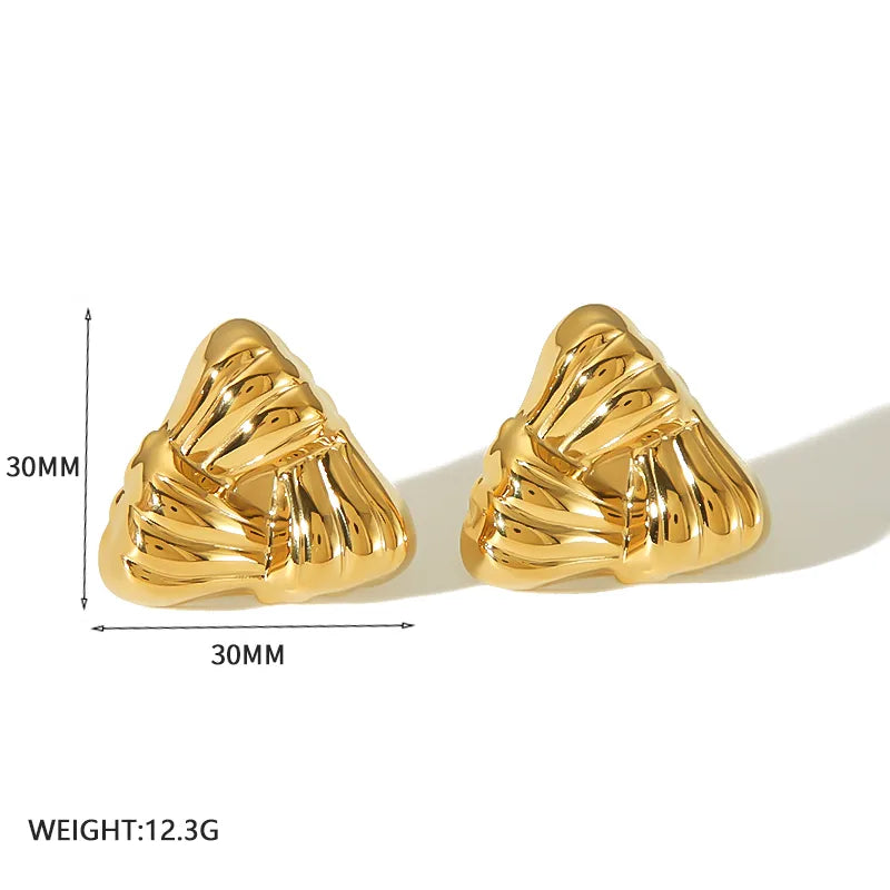 1 Pair IG Style Casual Triangle Square Polishing Plating 304 Stainless Steel 18K Gold Plated Ear Studs