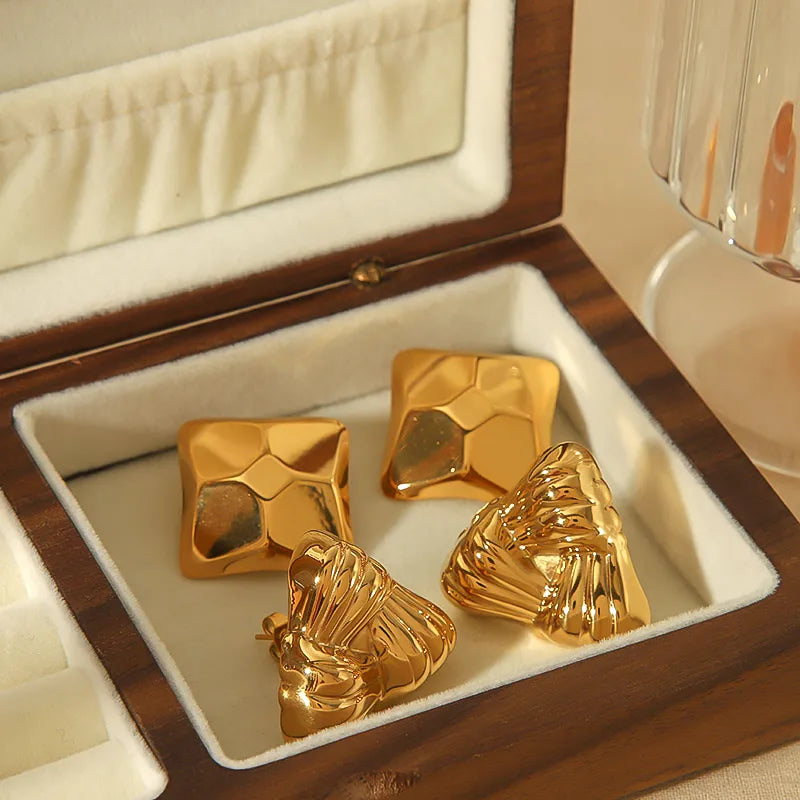 1 Pair IG Style Casual Triangle Square Polishing Plating 304 Stainless Steel 18K Gold Plated Ear Studs