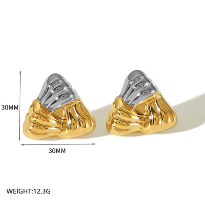 1 Pair IG Style Casual Triangle Square Polishing Plating 304 Stainless Steel 18K Gold Plated Ear Studs