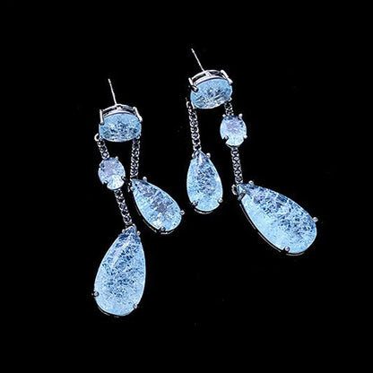 1 Pair Ig Style Casual Water Droplets Inlay Copper Zircon Drop Earrings