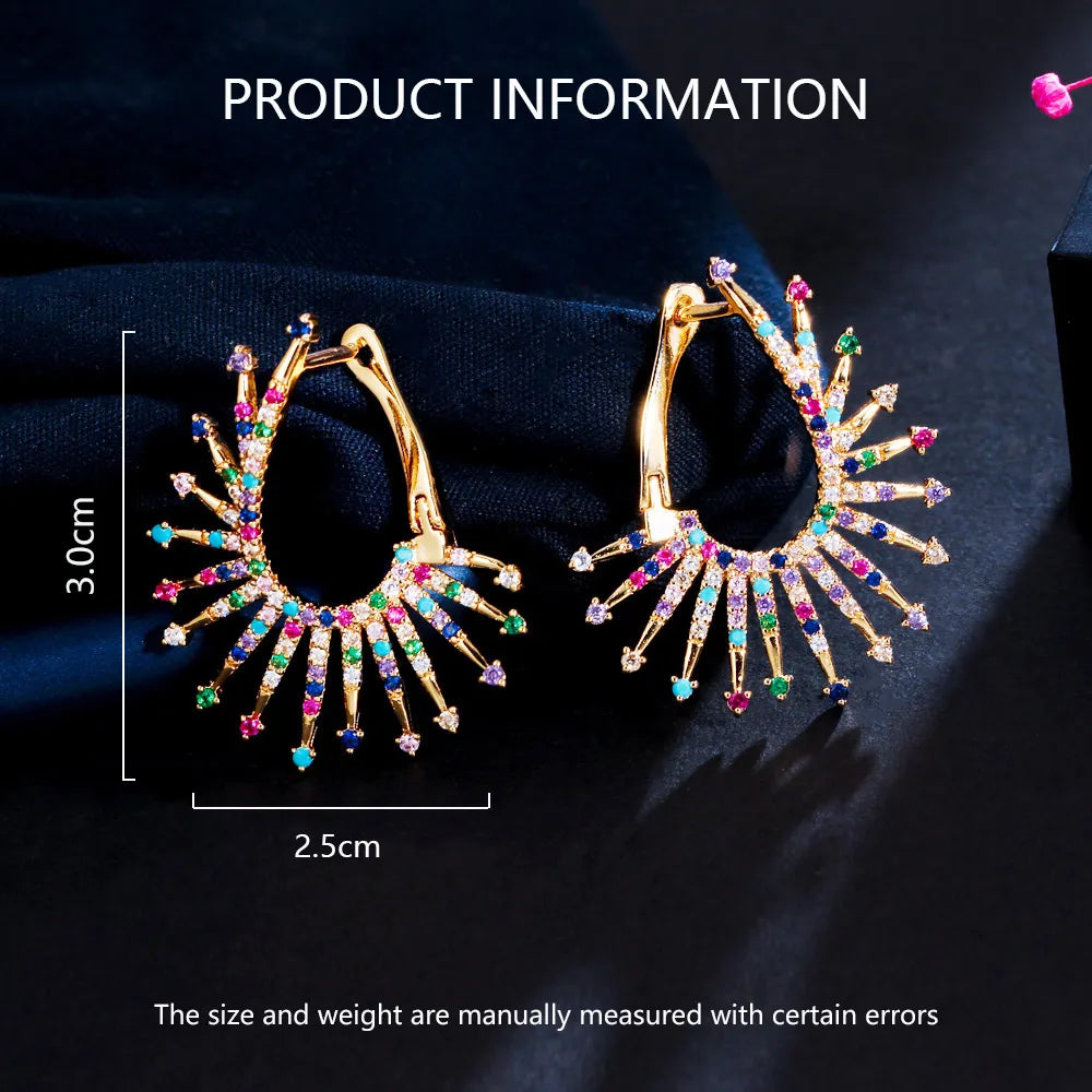 1 Pair IG Style Circle Inlay Copper Zircon Earrings