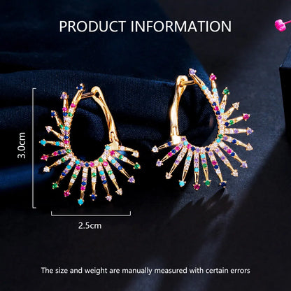 1 Pair IG Style Circle Inlay Copper Zircon Earrings