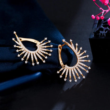 1 Pair IG Style Circle Inlay Copper Zircon Earrings