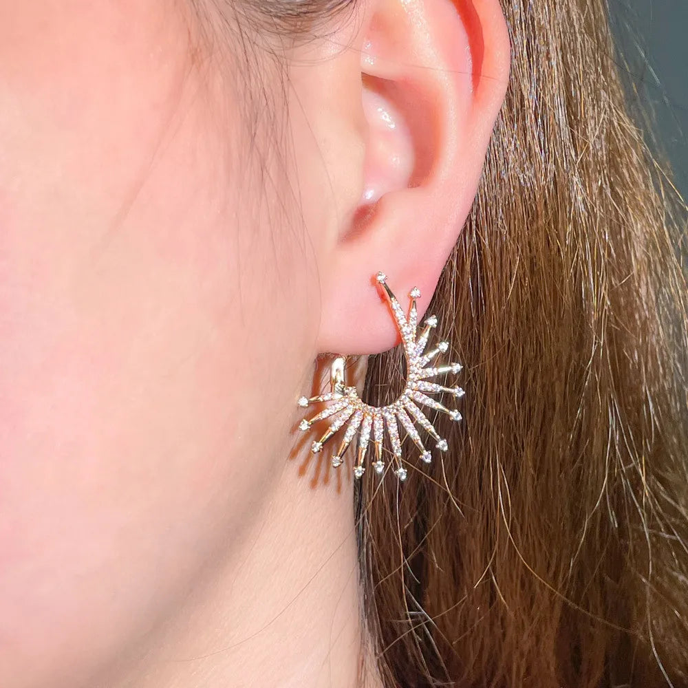 1 Pair IG Style Circle Inlay Copper Zircon Earrings