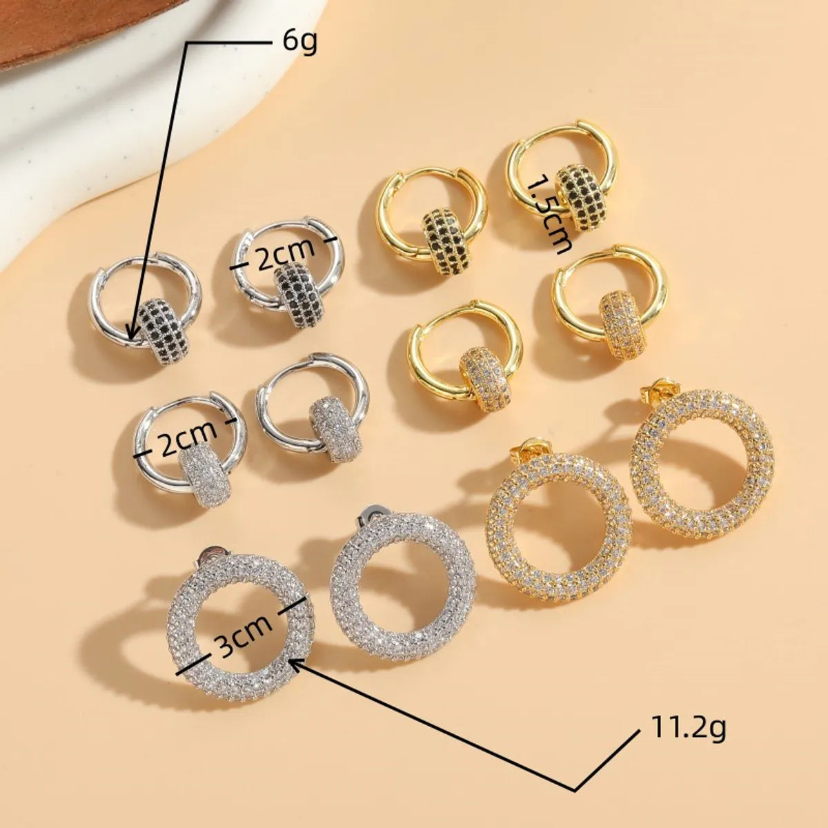 1 Pair Ig Style Circle Plating Inlay Copper Zircon 14k Gold Plated Earrings