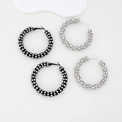 1 Pair Ig Style Circle Plating Inlay Iron Rhinestones Earrings