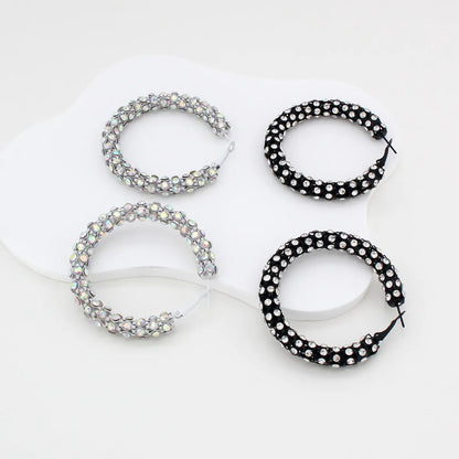 1 Pair Ig Style Circle Plating Inlay Iron Rhinestones Earrings