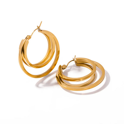 1 Pair Ig Style Circle Plating Stainless Steel 18k Gold Plated Earrings