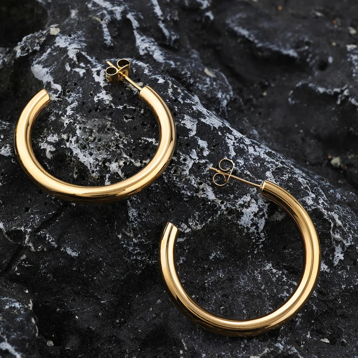 1 Pair Ig Style Classic Style C Shape Plating Stainless Steel 24k Gold Plated Ear Studs