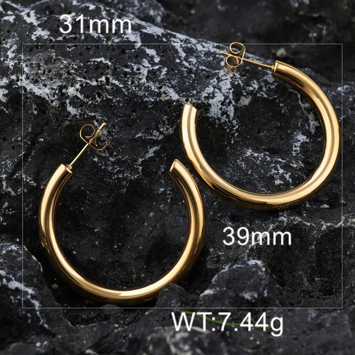 1 Pair Ig Style Classic Style C Shape Plating Stainless Steel 24k Gold Plated Ear Studs