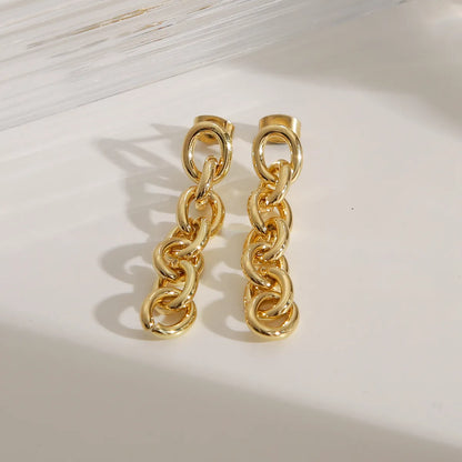 1 Pair IG Style Classic Style Commute Solid Color Chain 304 Stainless Steel 18K Gold Plated Drop Earrings