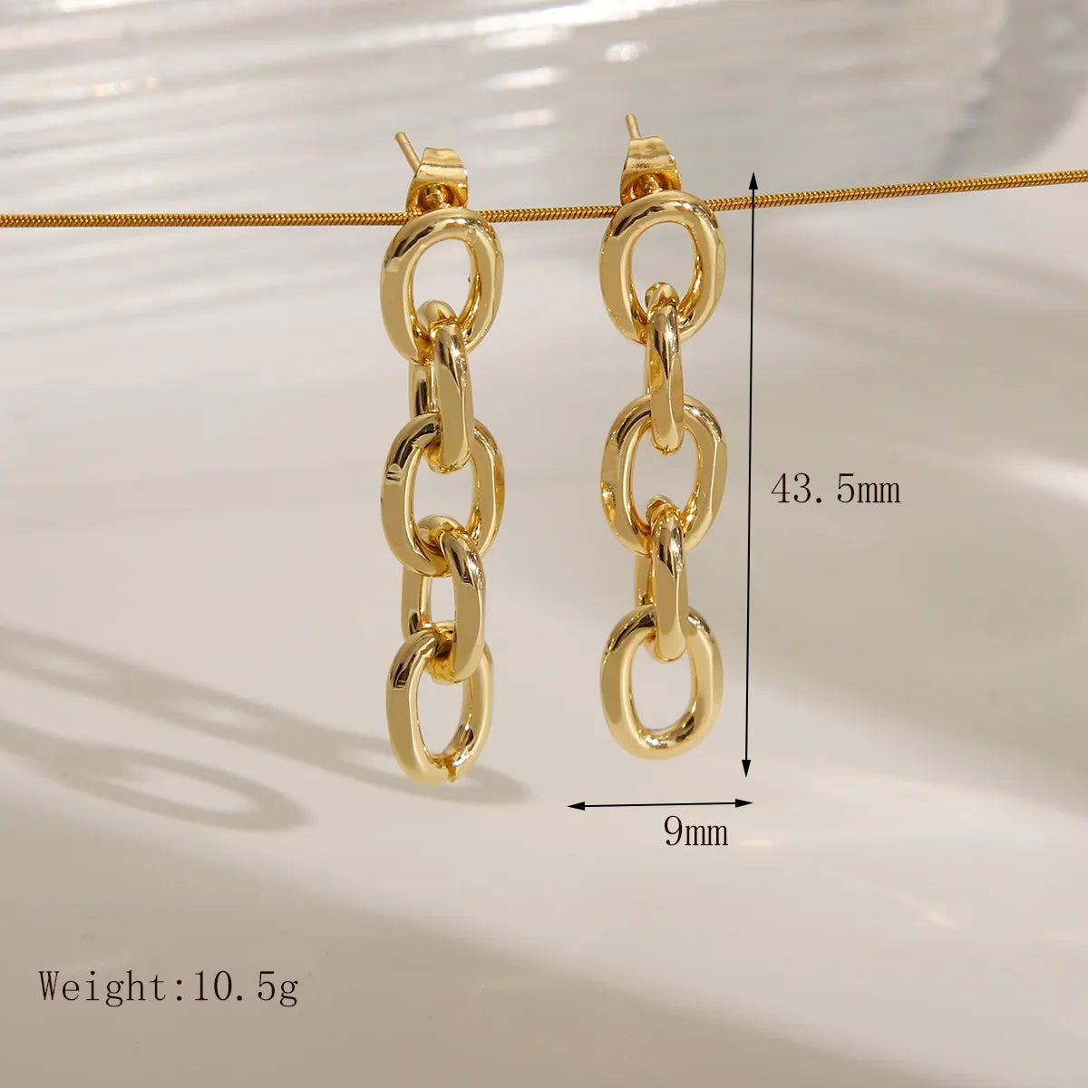 1 Pair IG Style Classic Style Commute Solid Color Chain 304 Stainless Steel 18K Gold Plated Drop Earrings