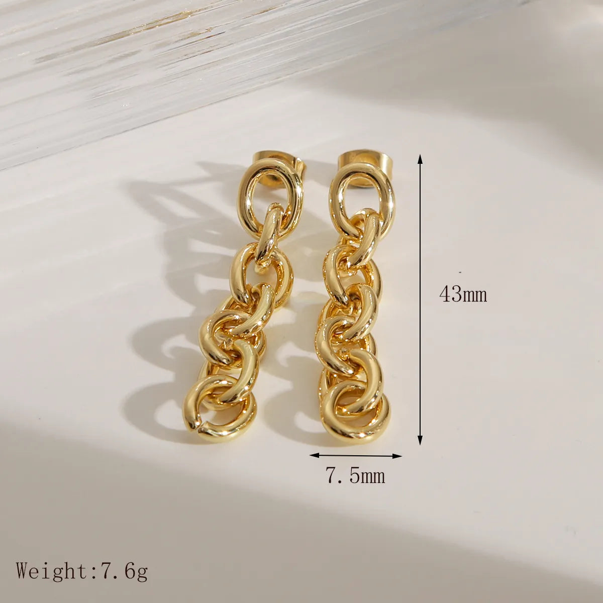 1 Pair IG Style Classic Style Commute Solid Color Chain 304 Stainless Steel 18K Gold Plated Drop Earrings