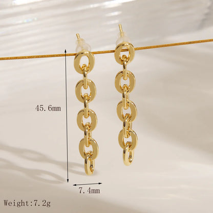 1 Pair IG Style Classic Style Commute Solid Color Chain 304 Stainless Steel 18K Gold Plated Drop Earrings