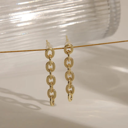 1 Pair IG Style Classic Style Commute Solid Color Chain 304 Stainless Steel 18K Gold Plated Drop Earrings