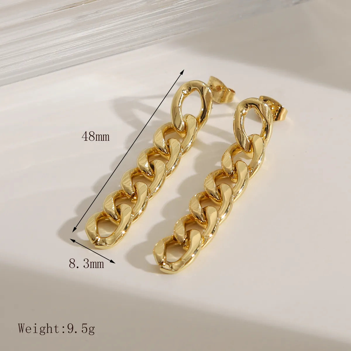 1 Pair IG Style Classic Style Commute Solid Color Chain 304 Stainless Steel 18K Gold Plated Drop Earrings