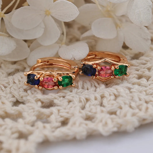 1 Pair IG Style Classic Style Geometric Inlay Copper Zircon Hoop Earrings