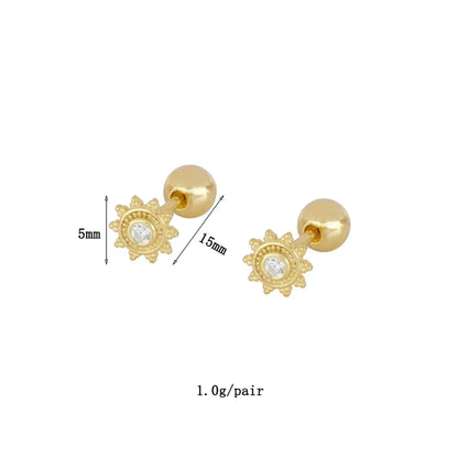 1 Pair Ig Style Classic Style Korean Style Flower Snake Butterfly Plating Inlay Copper Zircon White Gold Plated Gold Plated Ear Studs