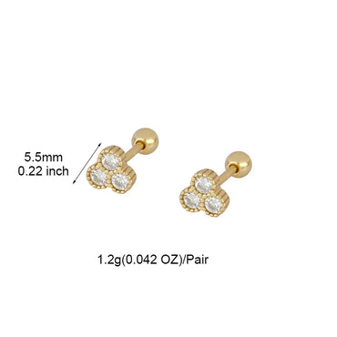 1 Pair Ig Style Classic Style Korean Style Flower Snake Butterfly Plating Inlay Copper Zircon White Gold Plated Gold Plated Ear Studs