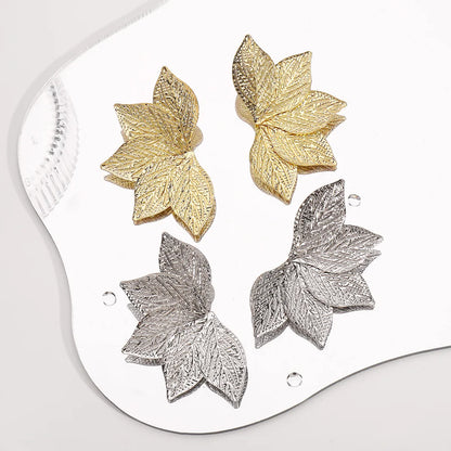 1 Pair IG Style Classic Style Leaves Iron Ear Studs