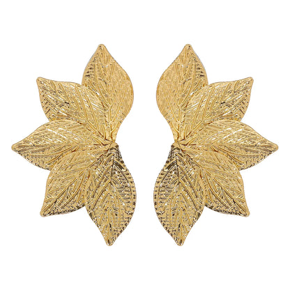 1 Pair IG Style Classic Style Leaves Iron Ear Studs