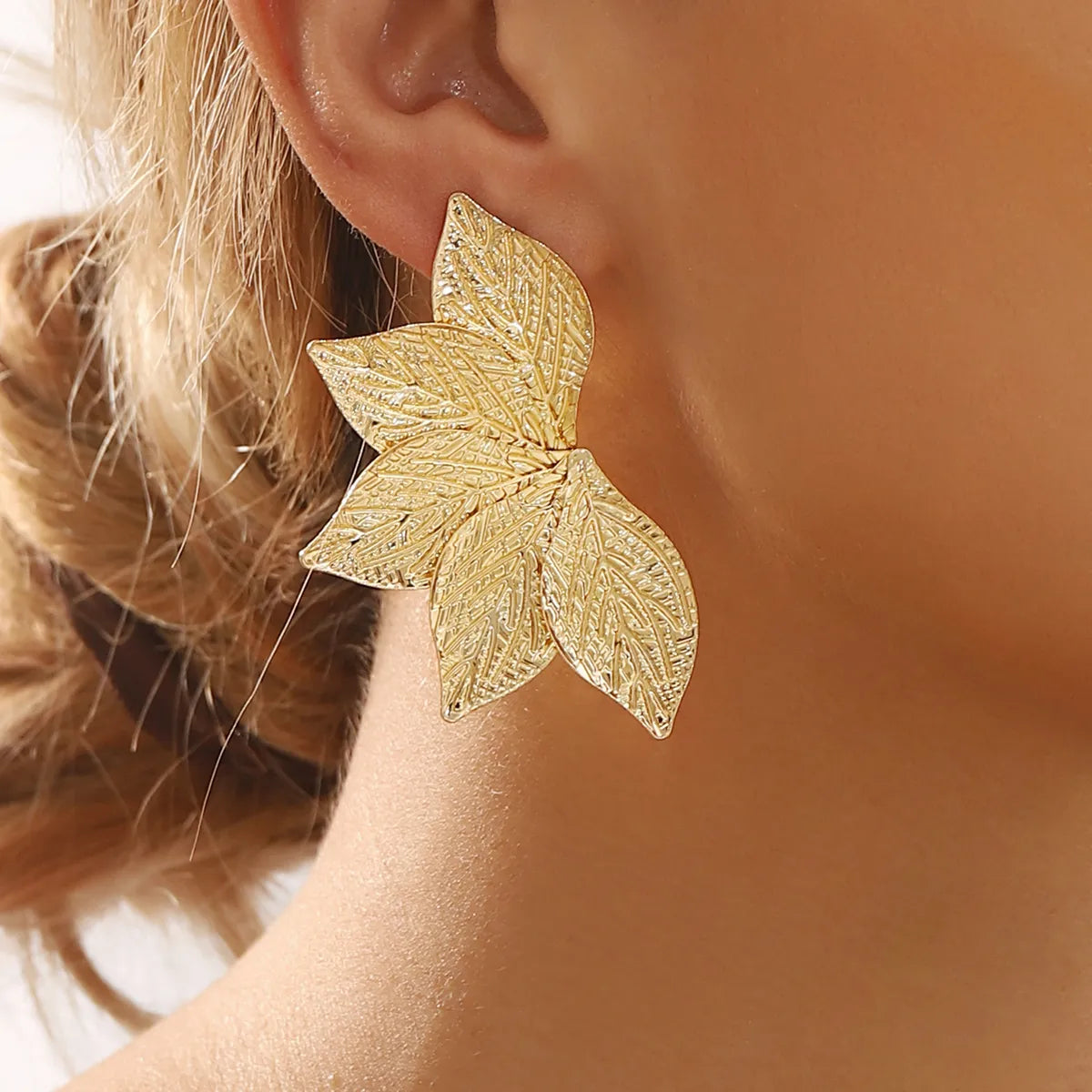 1 Pair IG Style Classic Style Leaves Iron Ear Studs