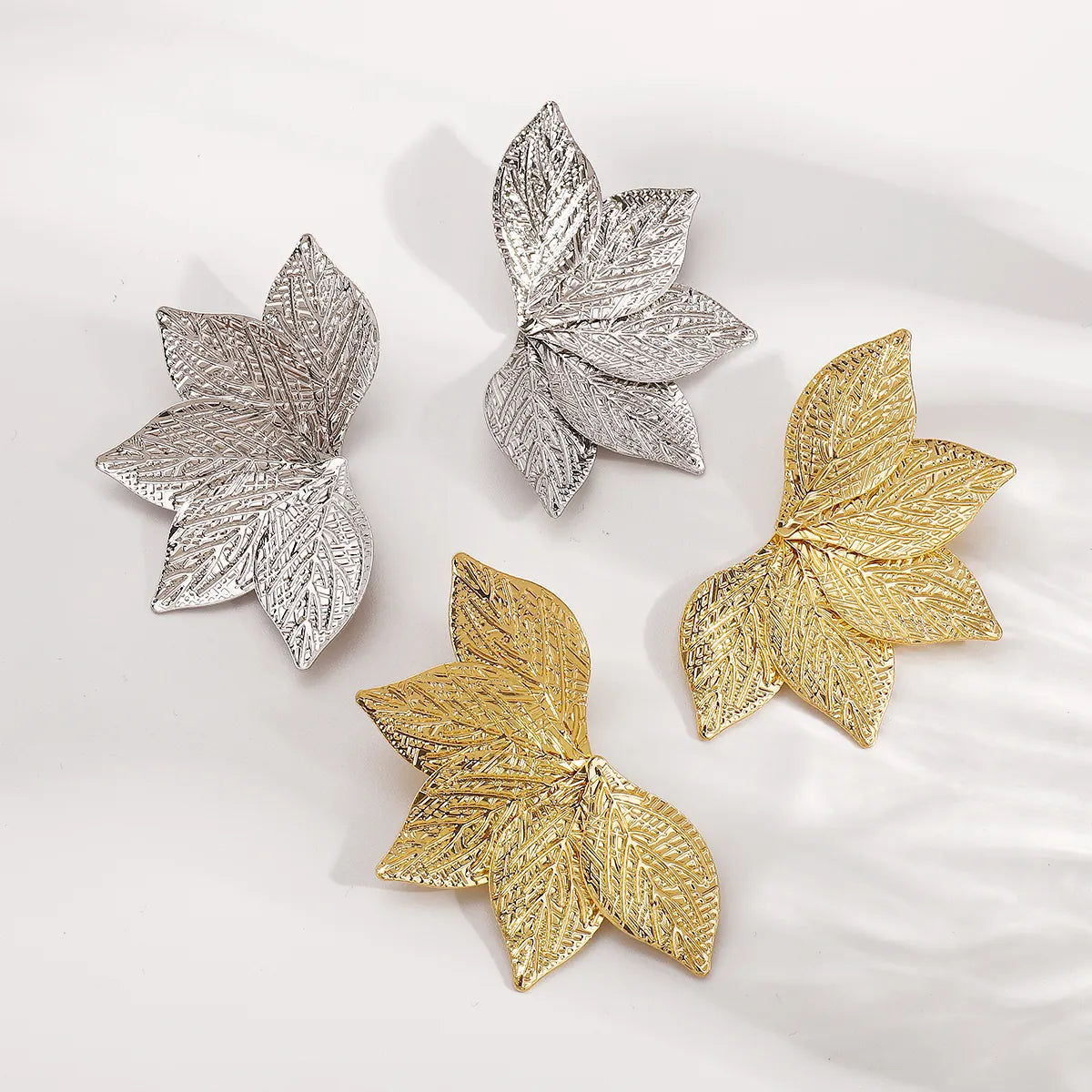 1 Pair IG Style Classic Style Leaves Iron Ear Studs