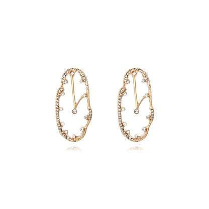 1 Pair IG Style Clock Alloy Rhinestones Ear Studs