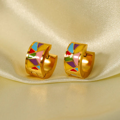 1 Pair Ig Style Color Block Epoxy Plating Stainless Steel 18k Gold Plated Earrings