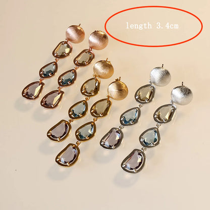 1 Pair Ig Style Commute Geometric Inlay Copper Gem Drop Earrings