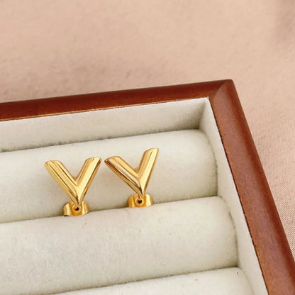 1 Pair Ig Style Commute Letter Plating Hollow Out Stainless Steel 18k Gold Plated Ear Studs